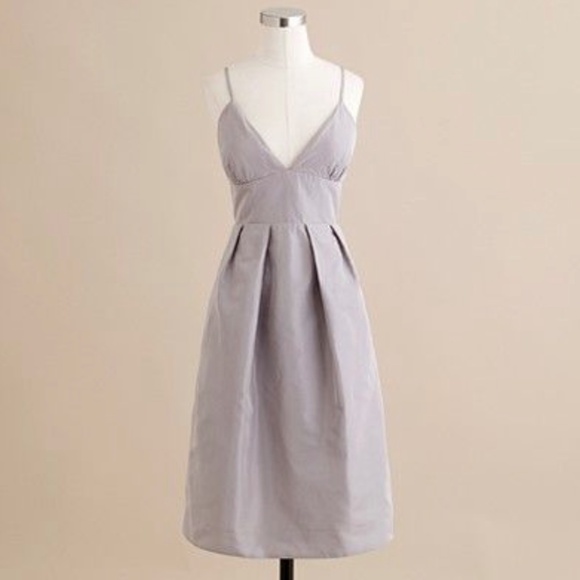 ๐ NEW 2 JCrew Silk Taffeta Prom bridesmaid Light Grey Formal Dress Short - Picture 2 of 5